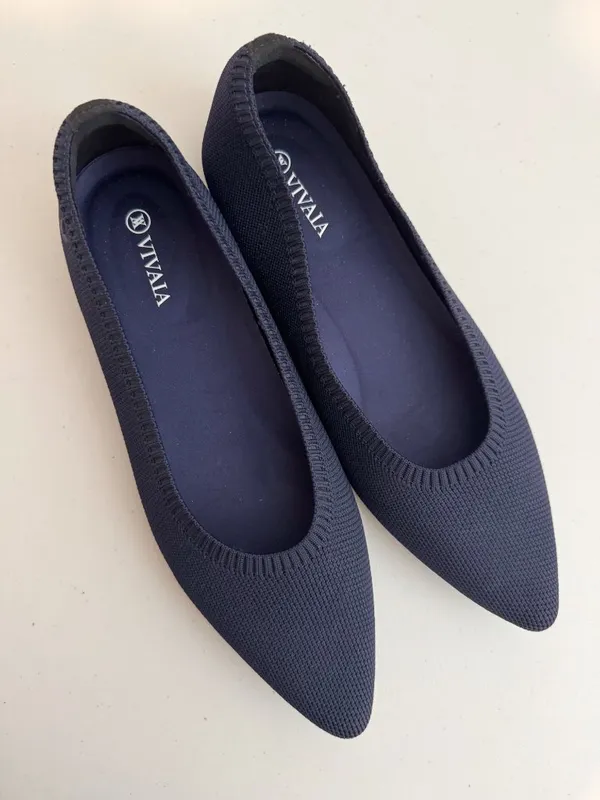Vivaia Aria Pointed Toe Ballet Flats Size 9.5 Navy Blue Classic Minimalist Chic - Image 10