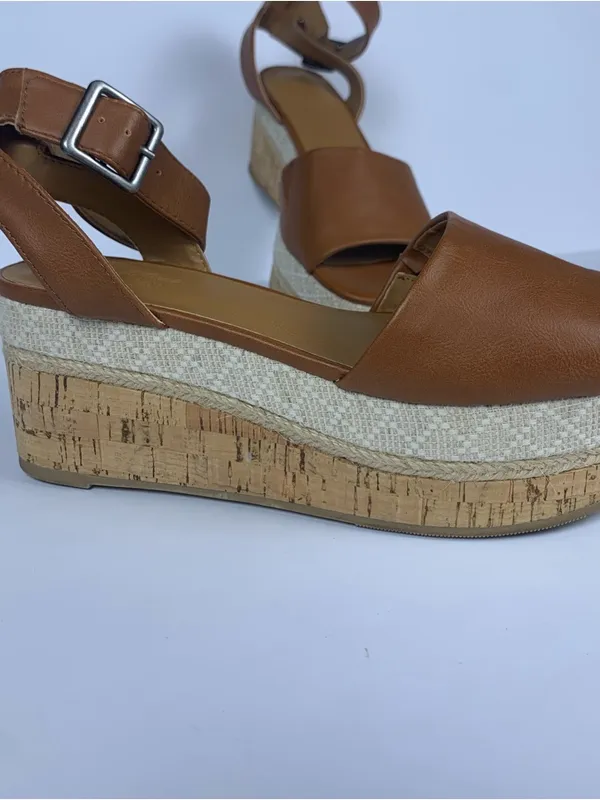 Universal Thread Womens Wedge Sandals 6.5 Brown Platform Espadrille Ankle Strap - Image 6