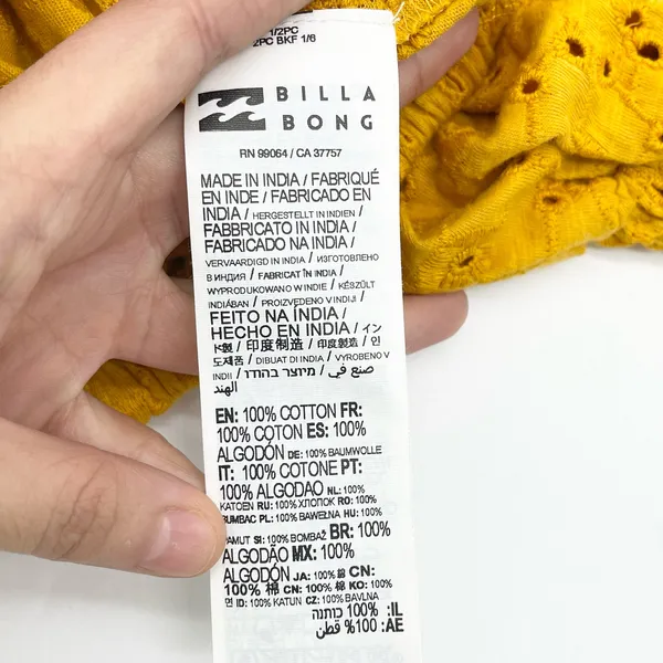 Billabong Womens S Summer Girl Crop Top Sunkissed Yellow‎ Embroidered Eyelet - Image 11