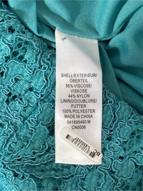 Adrianna Papell Teal Lace Cap-Sleeve Dress Sz 2 - Image 10