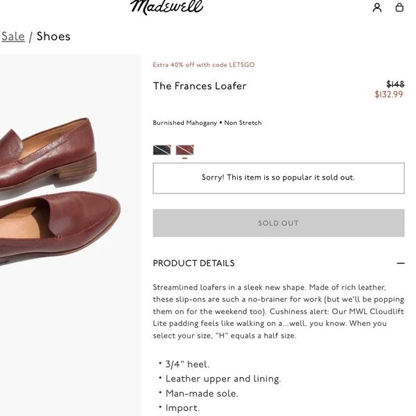 Madewell The Frances Leather Mule Slip On Sz 10 - Image 6