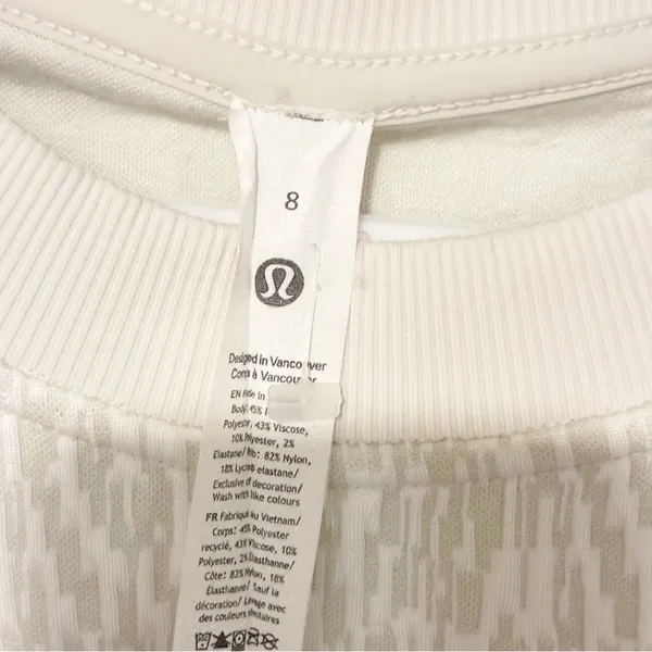 Lululemon Textured Jacquard Crewneck Pullover‎ Sweatshirt Bone White Size 8 - Image 2