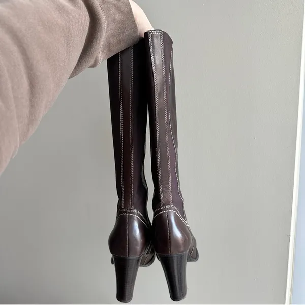 Franco Fortini Women Donna Mid-Calf Heeled Leather Boots, Y2K, Brown, Size 7.5M - Image 5