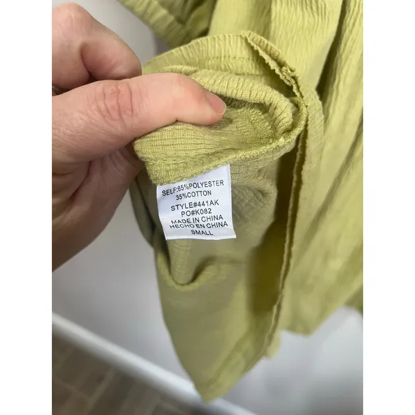 Aemi + Co Olive Green Frill Long‎ Sleeve Romper Relaxed Fit Pockets Size S - Image 10