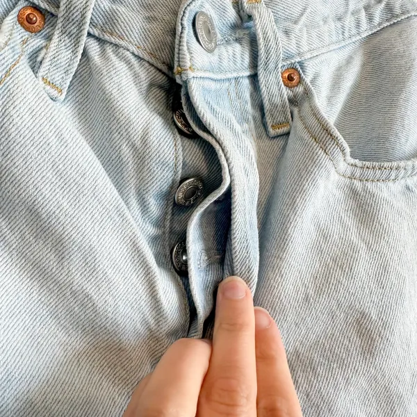 Levi's | 501 Original 100%‎ Cotton Cut Off Raw Hem Jean Shorts in Medium Blue - Image 4