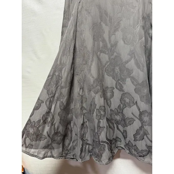 Emporio Armani‎ Womens Sheath Dress Gray Size S 40 Floral Semi Sheer Pleated - Image 3
