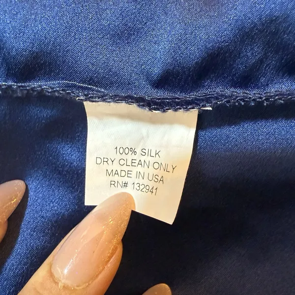 Amanda Uprichard M 100% Liquid Silk‎ Shift Dress Blue Career Office Made In USA - Image 12