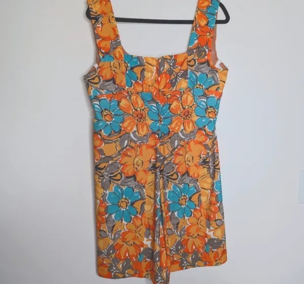 Miaou Vivi Mini Dress in Parisian Flower Orange Sz L - Image 5