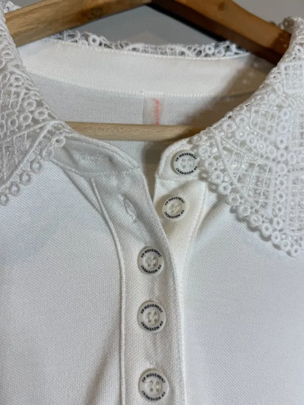 Free People FP Movement Tee Time Top Women's XS White Tennis Polo Sporty NWOT - Image 9