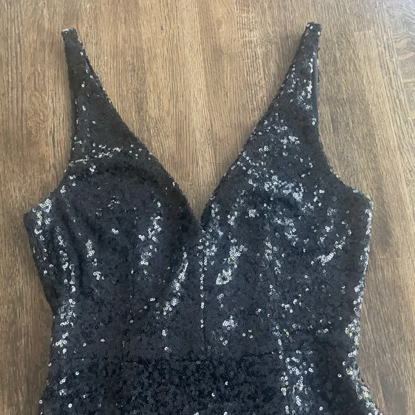 Lulus Black Sequin Sparkle Fancy Party Dress - Size 0 - Image 2