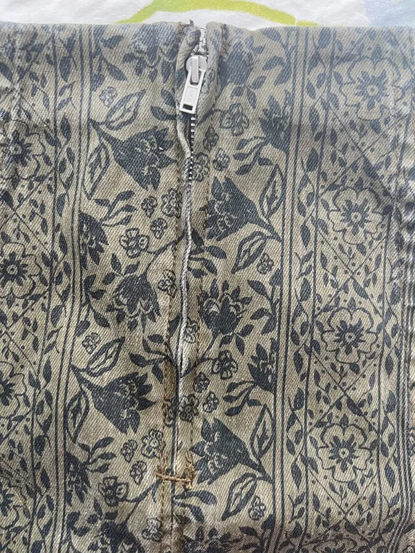 Free People NWT Sz 0(XS) Modern Femme Denim Mini Skirt Olive Black Floral - Image 10