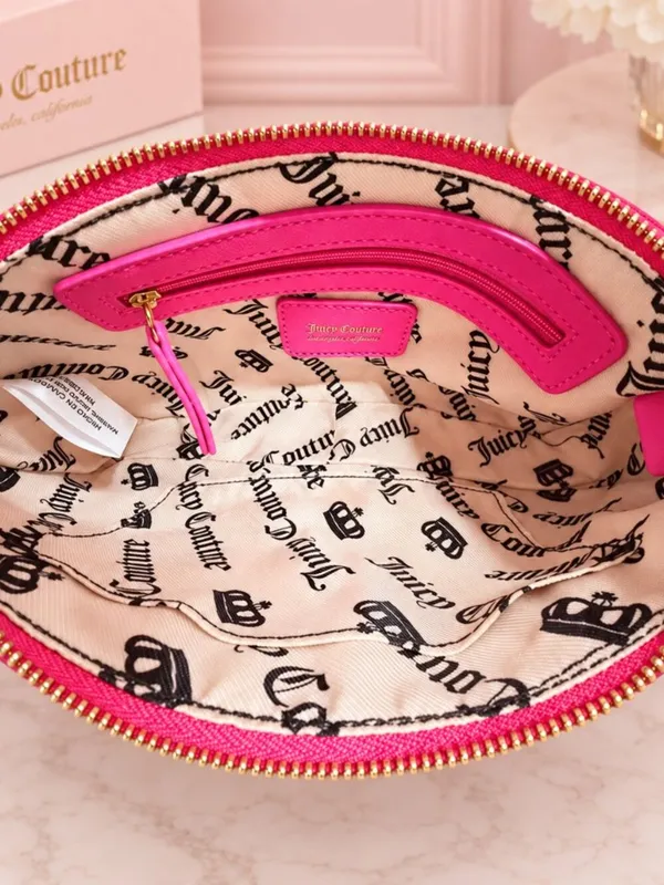 Juicy Couture Juicy Resort Pink Chenille Baguette Bag Coin Pouch NWT - Image 5