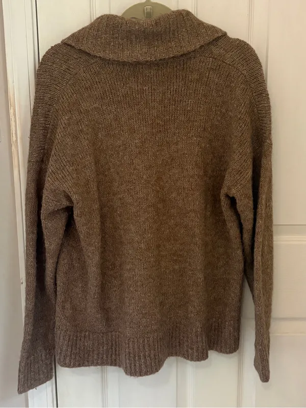 Old Navy Heathered Cozy Shawl Cardigan on Heathered Camel - Image 6