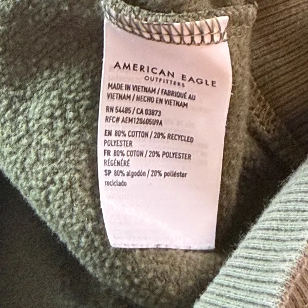 American Eagle Womens Olive Green Graphic Crewneck Sweatshirt Large Relaxed Fit - Image 4