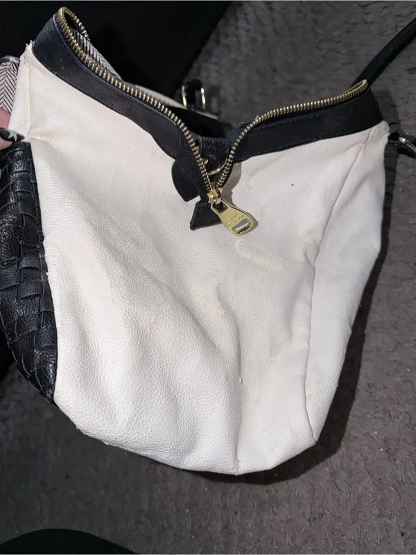 Black and White Women's Satchel Bag - Classic Two-Tone Leather - Image 10