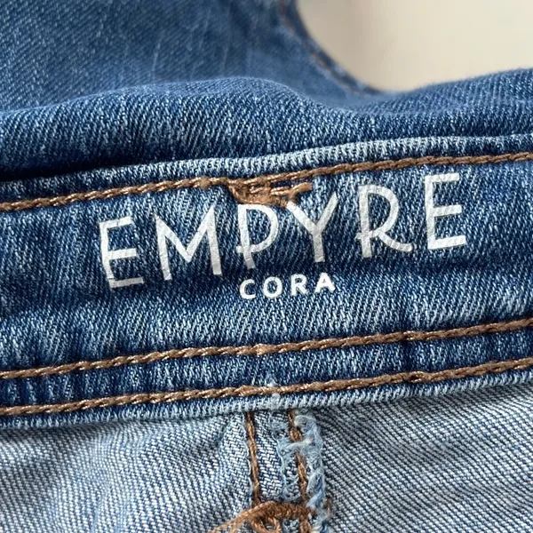 Empyre Cora Denim Y2K Jean Women Shortalls Sz 5 Grunge Indie Distressed Raw - Image 11