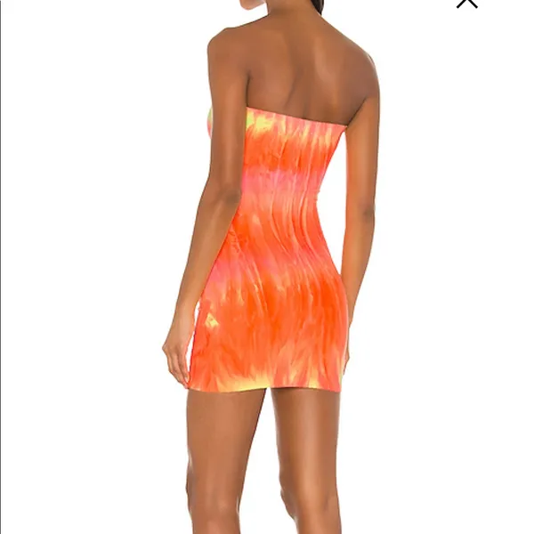 Revolve Maeve Mini Dress in Orange Tie Dye - Image 4