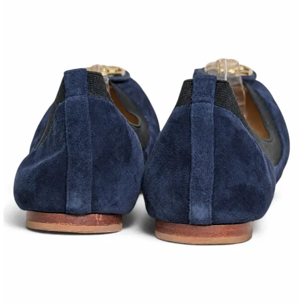 Tory Burch Caroline 2 Soho Lux Clare Blue Black Suede Ballet Flats US 8 Preowned - Image 6
