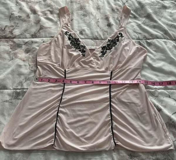Pink Embroidered Babydoll Boho Pajama Top, size M - Image 7