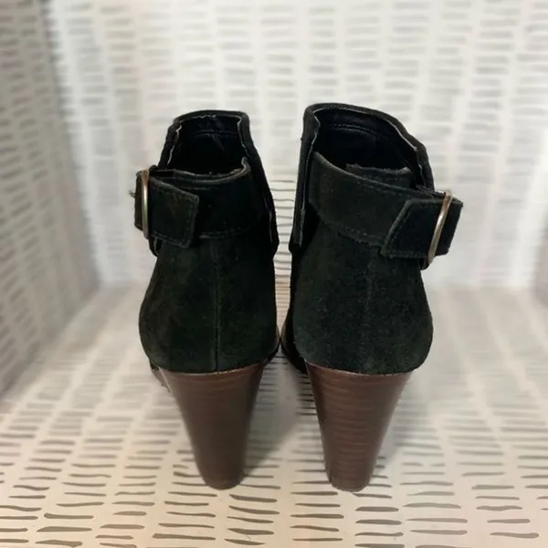 Lucky Brand Black Suede Wedge‎ Ankle Booties Buckle Detail Size 8.5 M Women - Image 5
