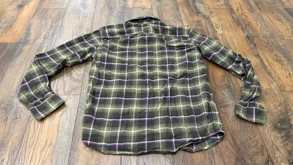 Gap Mens Flannel Button Down Plaid Long Sleeve Shirt, Size Small, Green Purple - Image 7