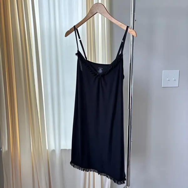 George‎ Black Slip Medium Soft Sleep Lounge Dress Ruffle Trim Coquette Babydoll - Image 8