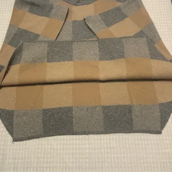 NOTE Di ANITA Sweater Turtleneck OneSz GrayPlaid MerinoCashmere PonchoCheckITALY - Image 8