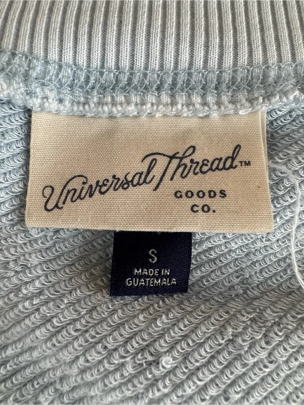 Universal Threads Light Blue Wide V-Neck Off the Shoulder Pullover Sweatshirt S - Image 4