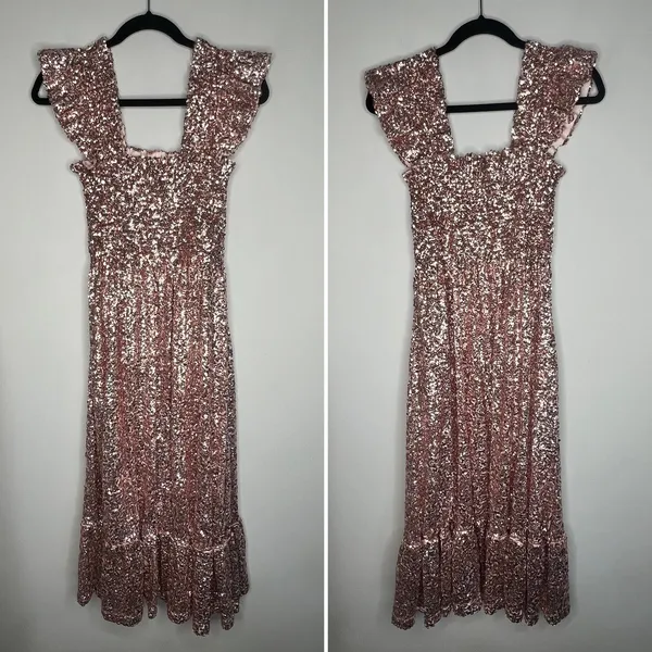Hill House The Ellie Rose Gold Sequin Nap Dress XXS - Image 2