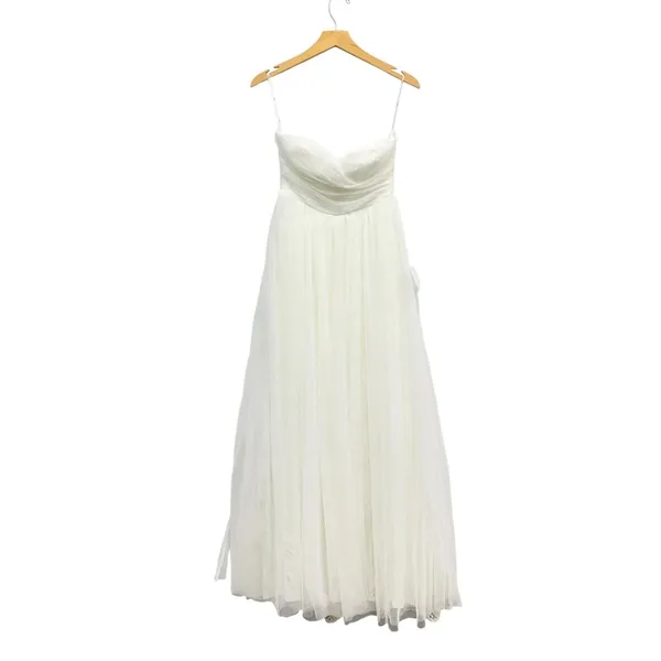 Lulus Blissful Forever White Tulle Lace Strapless Pleated Maxi Dress size S NWT - Image 6