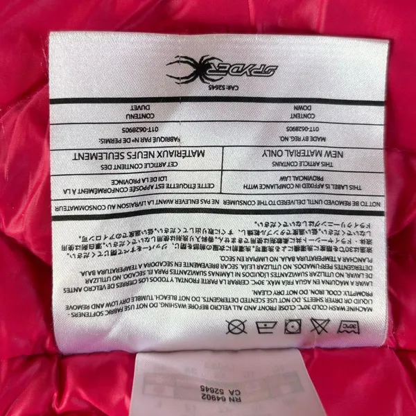 Spyder Duck Down Winter Jacket Black Shell Pink Interior Womens Size 10 Medium - Image 13
