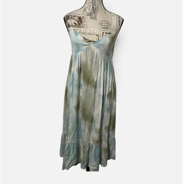 Forever 21 Fairycore 2012 Tie Dye Maxi Dress Blue Green Watercolor Boho Festival - Image 3