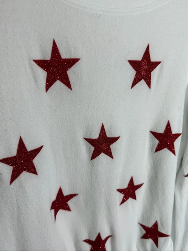 Wildfox Red Glitter Star Jumper Sweatshirt - Image 4