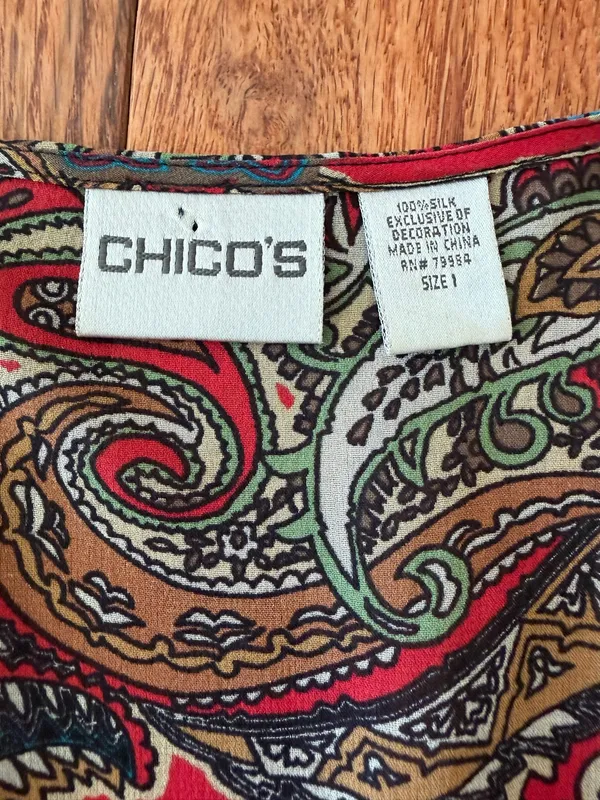New Chico's Women’s Silk Paisley V-Neck Blouse - Image 7