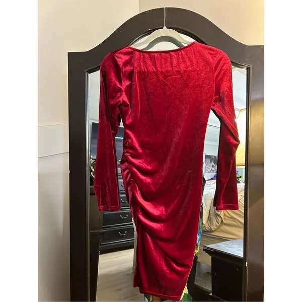NEW Velvet Cocktail Formal Midi Long Sleeve Winter Dress S - Image 3