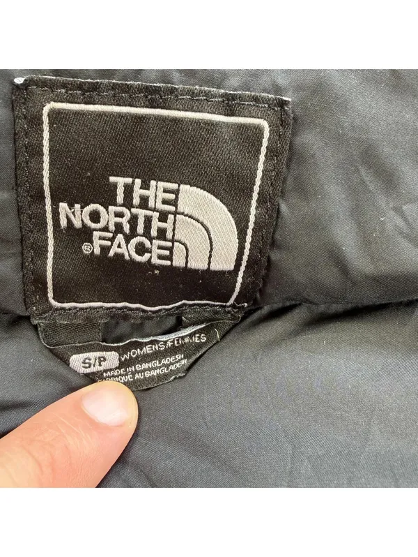 The North Face Womens Black Hooded Down Parka Jacket Small Belted Winter Coat - Image 6