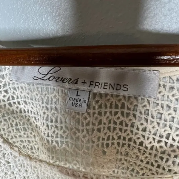 LOVERS + FRIENDS WEEKEND TUNIC cream natural cold shoulder unlined size large - Image 11