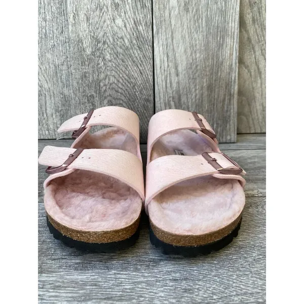 Birkenstock Arizona Shearling Sandals Desert Dust Light Rose Narrow Fit 42 - Image 6