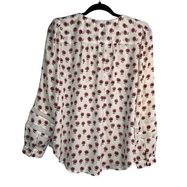 Loft Floral Eyelet Blouse White M - Image 9