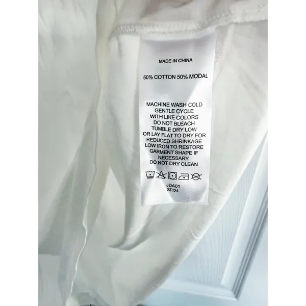 Quince Cotton Modal Crew Neck Short Sleeve Swing Tee in White - Image 4