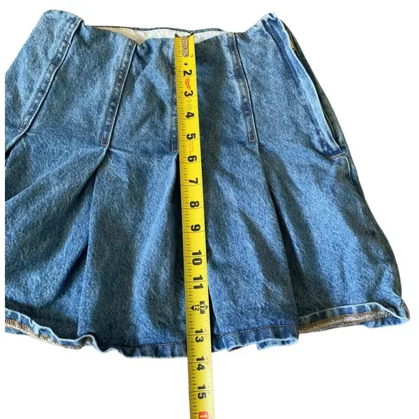 H&M Divided Pleated Mini Skirt Women 0 Blue Denim High Waisted Y2K Preppy - Image 4