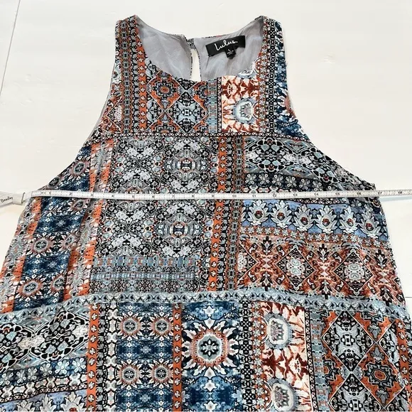 Lulus Design‎ Major Grey Blue Floral Boho Print Sleeveless Swing Dress LARGE - Image 8