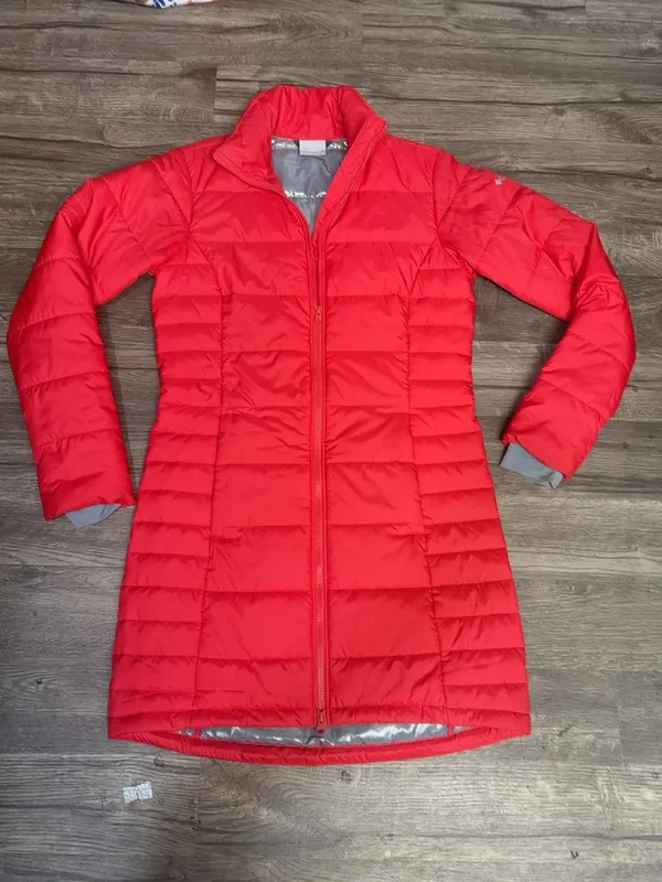 Columbia Women’s S Red Omni-Heat Long Puffer Coat Full Zip - Image 2