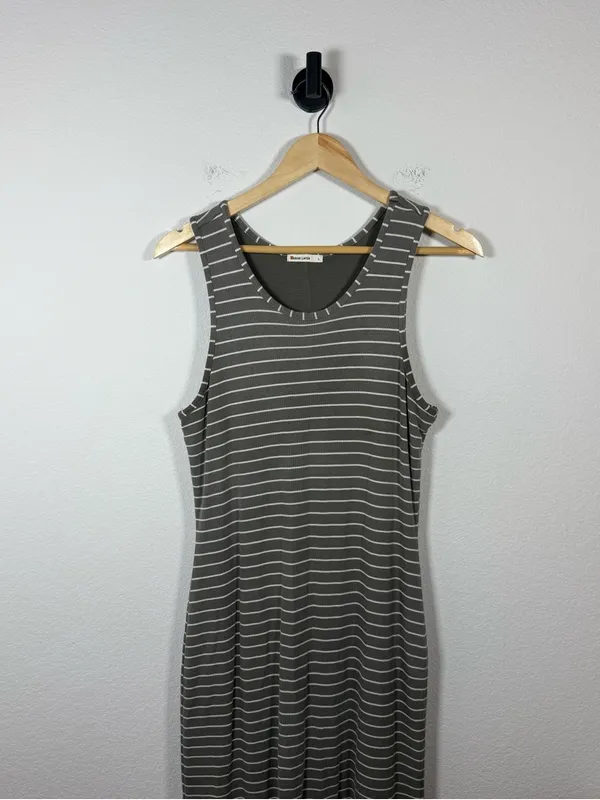 Marine Layer Women’s Lexi Rib Daytime Midi Dress in Green/Ivory Stripe L - Image 7