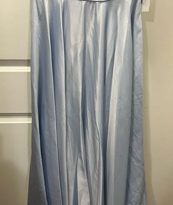 FLAWED NWT Mac Duggal Powder Blue One Shoulder A-Line Feather Gown Size 8 $598 - Image 3