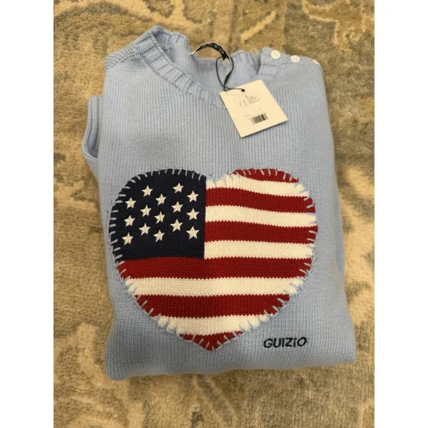 Guizio Americana Love Sweater Blue Oversized Sz Small NWT $188 - Image 4
