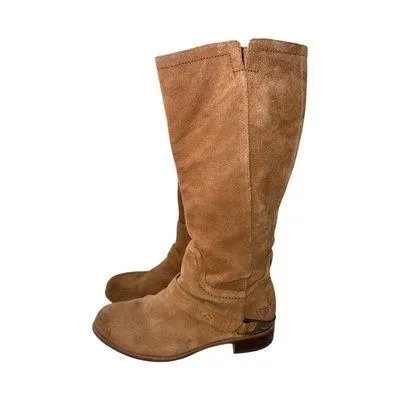 UGG Channing Suede Riding Boots Chestnut Brown Buckle - Image 2