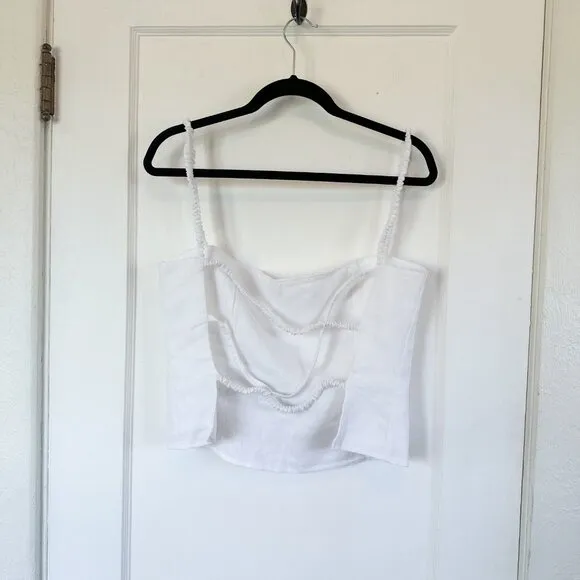 Reformation‎ | Amaya Strappy Open-Back 100% Linen Top in White - Image 6