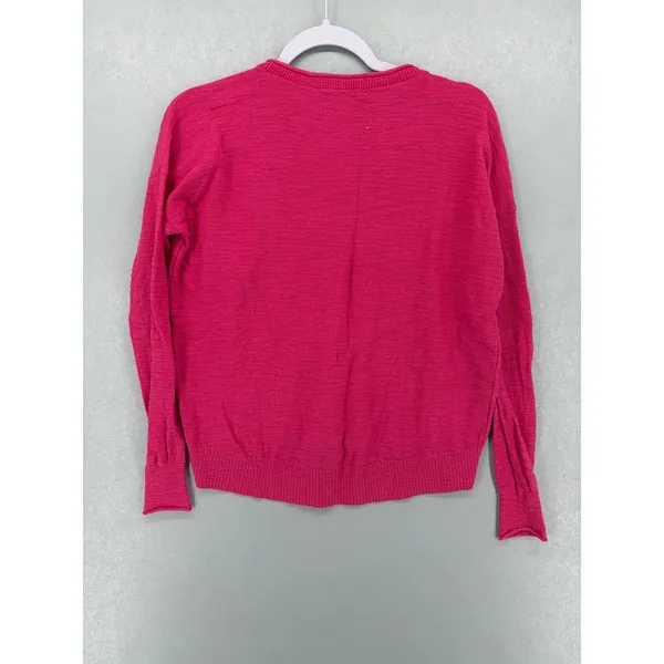 LOFT Womens Sweater Pink‎ Textured Knit Long Sleeve Crew Neck XS - Image 3