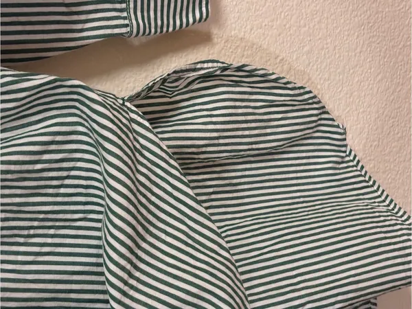MAEVE 100% Cotton Bennet Stripe Buttondown Shirt in green and white - Image 9